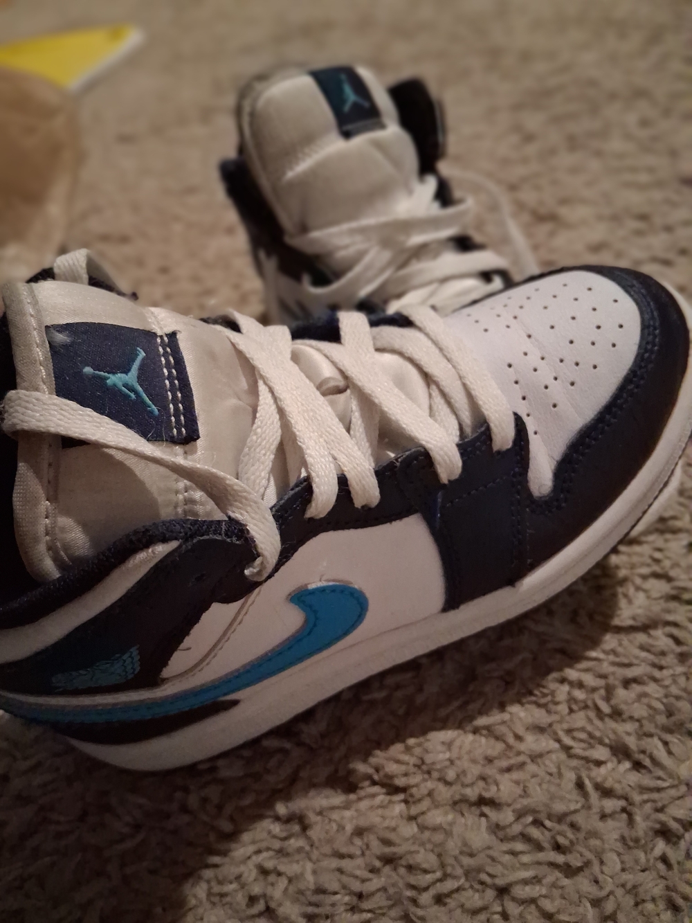 Nike Kids White Navy and Light Blue High-Top Sneakers